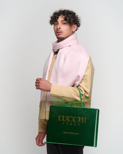 Luxury Wrapped for the Holidays with Lucchi Cashmere Christmas Gift Cashmere Scarf with Exclusive Design