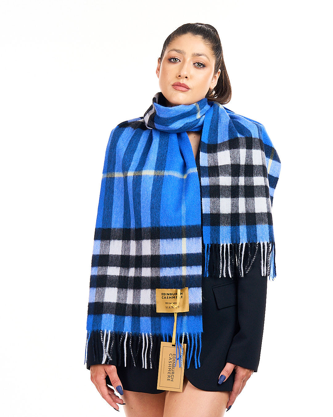 Lucchi Italy Cashmere Wool Scarf DC Check Luxury