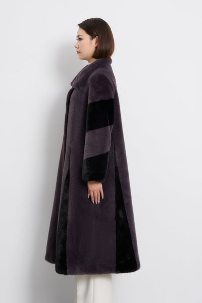 Lucchi Italy Women's Fur Long Coat - Grey/Black