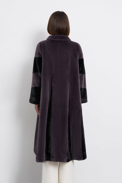 Lucchi Italy Women's Fur Long Coat - Grey/Black