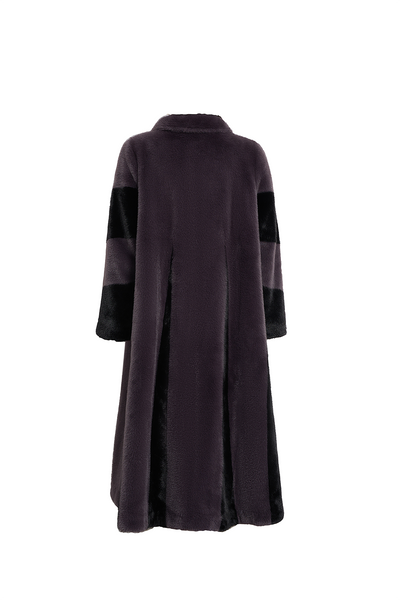 Lucchi Italy Women's Fur Long Coat - Grey/Black