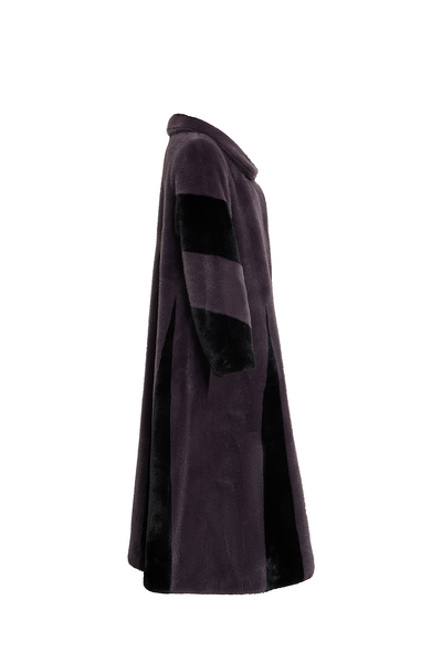 Lucchi Italy Women's Fur Long Coat - Grey/Black