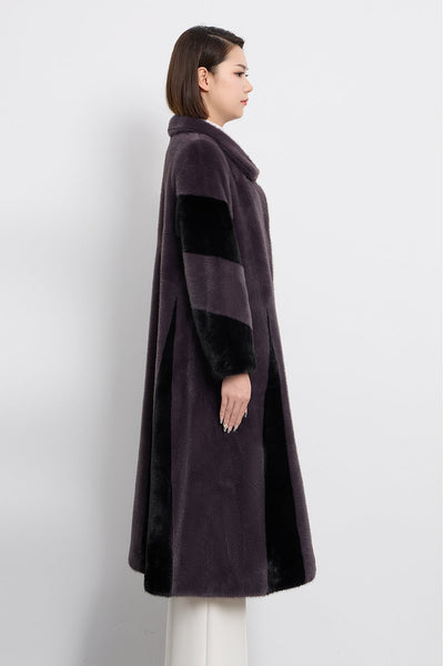 Lucchi Italy Women's Fur Long Coat - Grey/Black