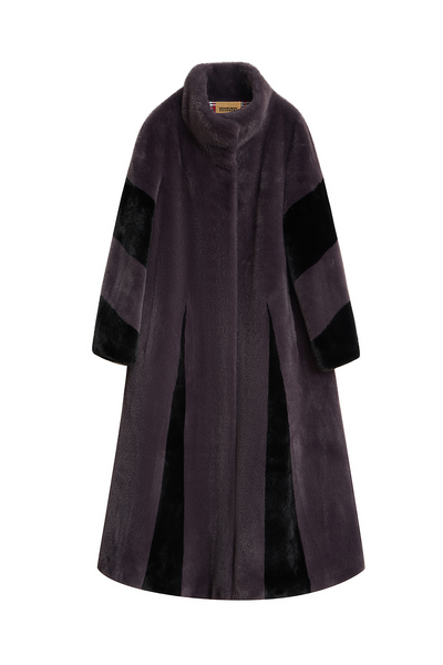 Lucchi Italy Women's Fur Long Coat - Grey/Black