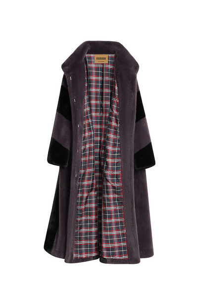 Lucchi Italy Women's Fur Long Coat - Grey/Black