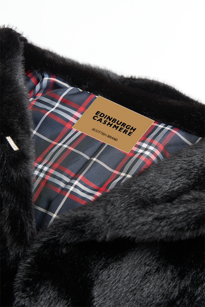 Lucchi Italy Women's Hooded Fur Long Coat - Black/Brown