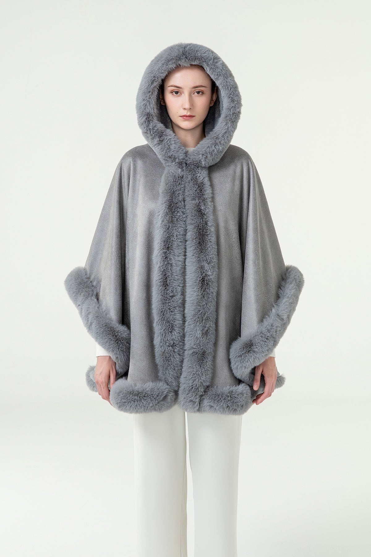 Lucchi Italy Women's Hooded Cape - Grey