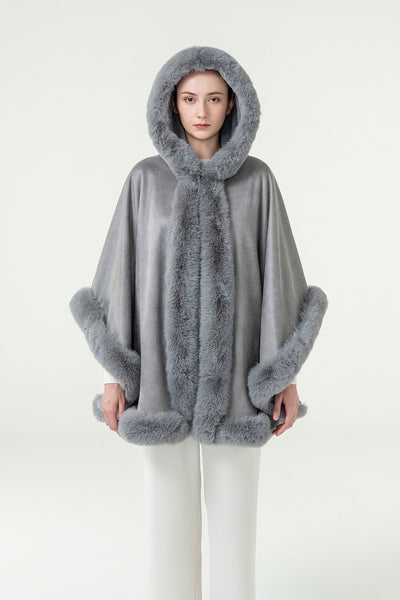 Lucchi Italy Women's Hooded Cape - Grey