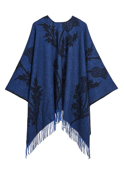Lucchi Italy Single Thistle Navy Cape 100% Pure Lambswool