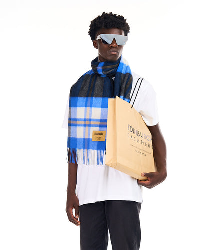 100% Pure Lambswool Scarf DC Scott Blue/Black