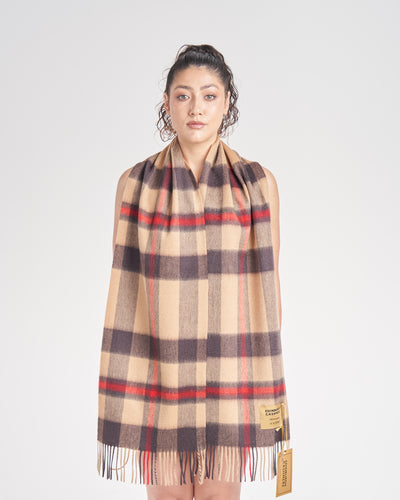 100% Pure Lambswool Scarf DC Camel/Brown