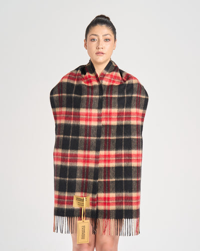 100% Pure Lambswool Scarf Thomson Black/Red