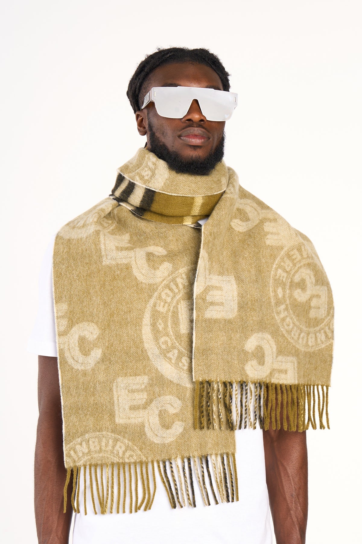 Lucchi Italy Designer Iconic Scarf EC 100% Pure wool Green
