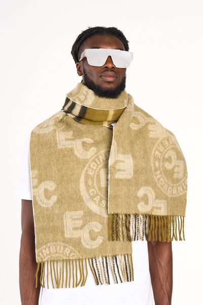Lucchi Italy Designer Iconic Scarf EC 100% Pure wool Green