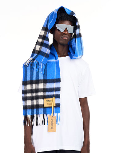 100% Pure Lambswool DC Check Dark Blue Scarf