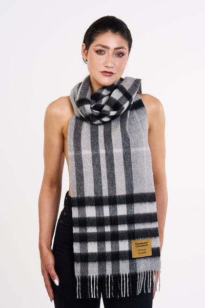 Lucchi Italy Cashmere Wool Scarf DC Check Luxury