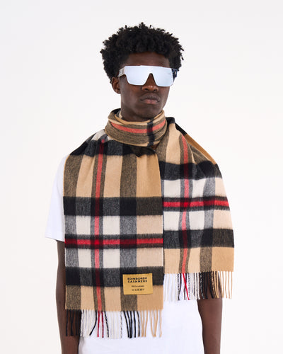 100% Pure Lambswool Scarf DC Camel/Black