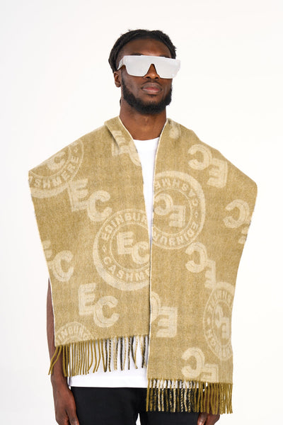Lucchi Italy Designer Iconic Scarf EC 100% Pure wool Green