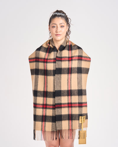 100% Pure Lambswool Scarf Camel/Brown