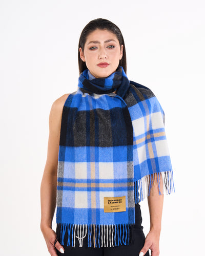 100% Pure Lambswool Scarf DC Scott Blue/Black