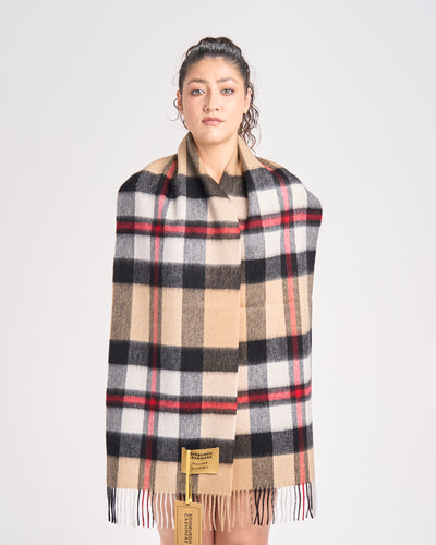 100% Pure Lambswool Scarf DC Camel/Black