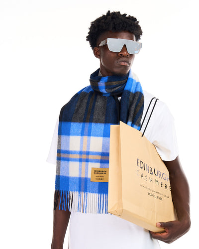 100% Pure Lambswool Scarf DC Scott Blue/Black