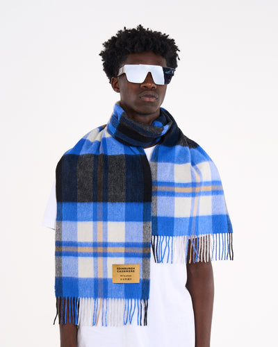 100% Pure Lambswool Scarf DC Scott Blue/Black