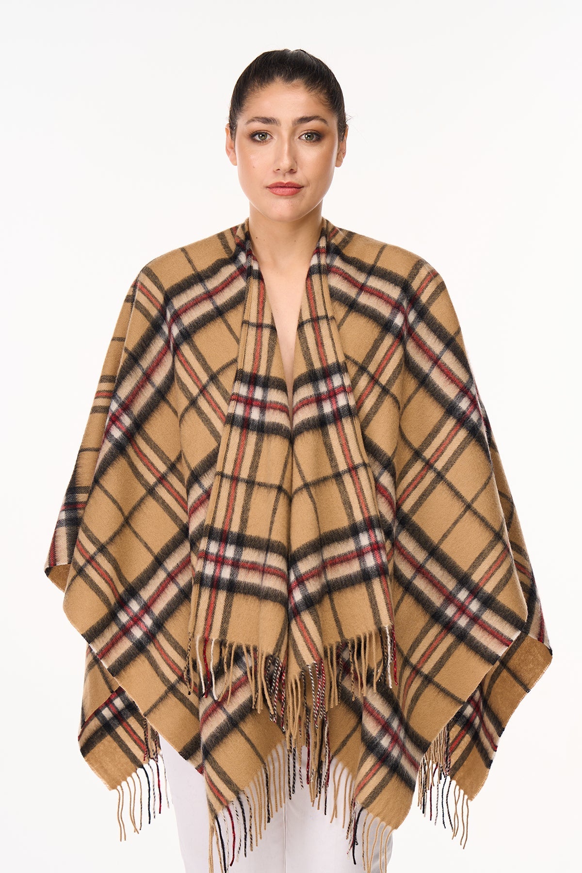 Lucchi Italy Cashmere Cape Poncho Scottish Thomson Camel