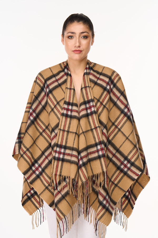 Lucchi Italy Cashmere Cape Poncho Scottish Thomson Camel