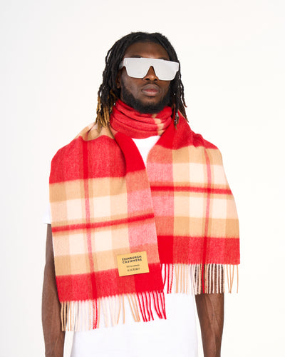 100% Pure Lambswool Scarf DC Red/Cream