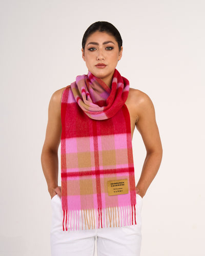 100% Pure Lambswool Scarf DC Scott Red/Blue