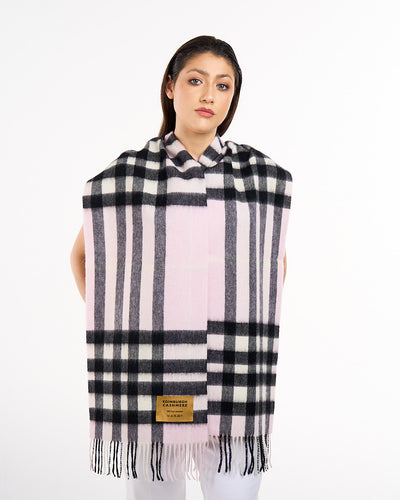 100% Pure Lambswool Scarf DC Check Light Pink