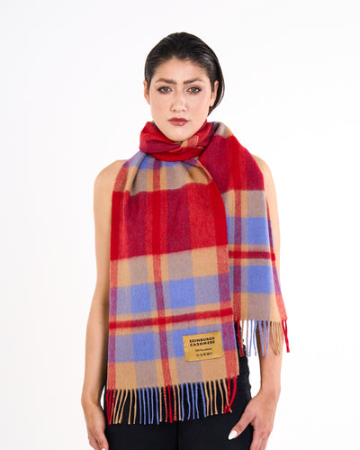 100% Pure Lambswool Scarf DC Scott Camel/Red
