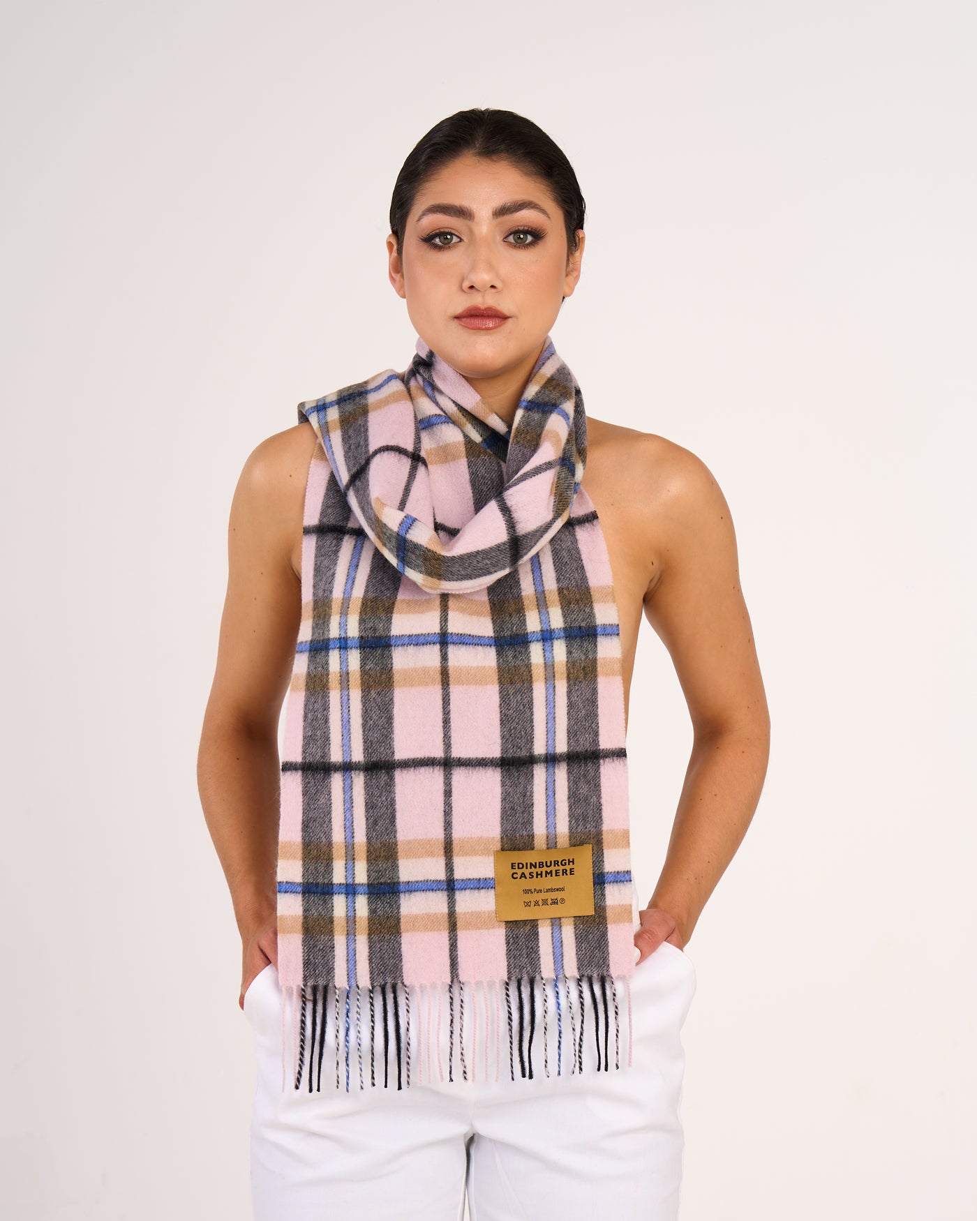 100% Pure Lambswool Scarf Thomson Camel/Light Grey