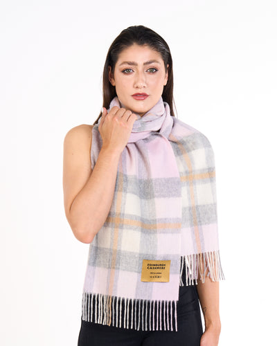 100% Pure Lambswool Scarf DC Camel/White
