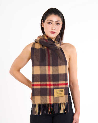 100% Pure Lambswool Scarf DC Camel/Black