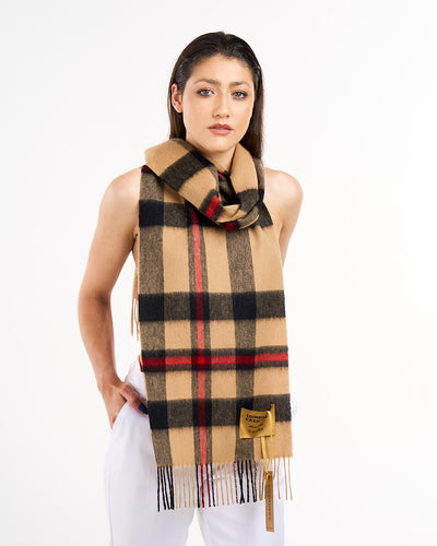 100% Pure Lambswool Scarf Camel/Brown