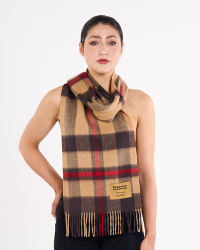 100% Pure Lambswool Scarf DC Camel/Brown
