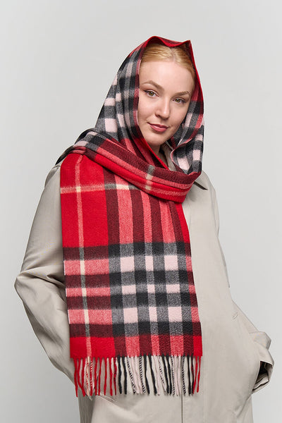 DC Check Cashmere Scarf Red