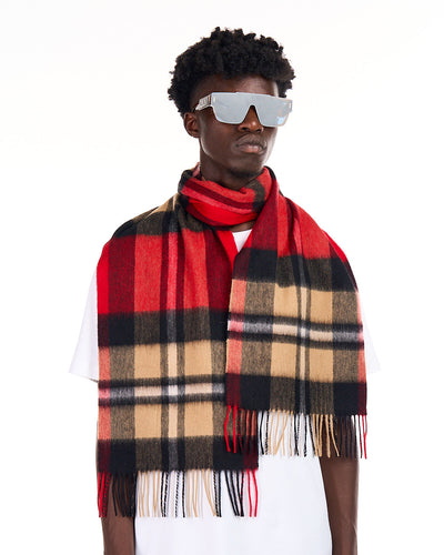 100% Pure Lambswool Scarf DC Scott Black/Red