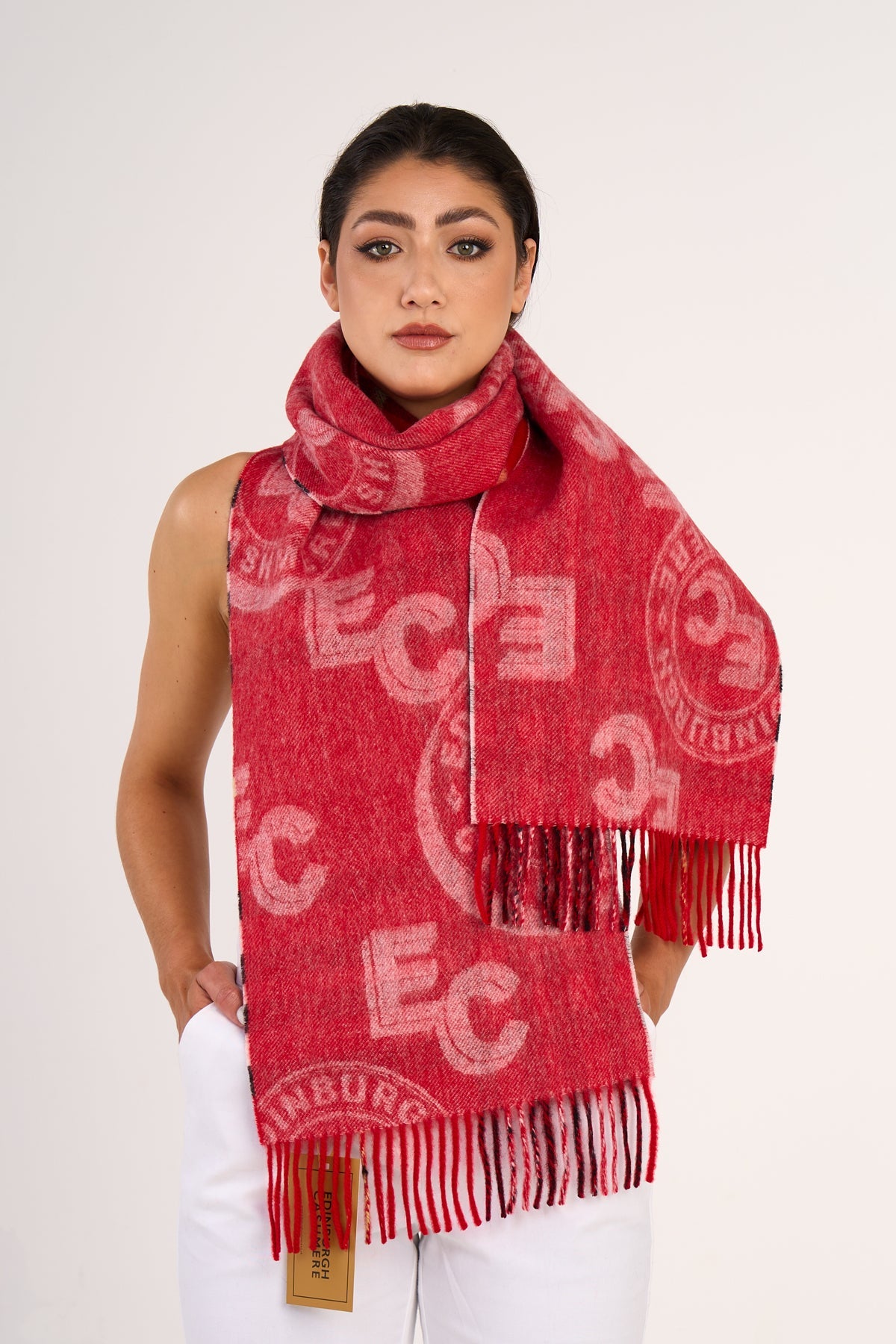 Lucchi Italy Luxury Designer Red Scarf