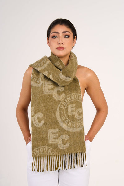 Lucchi Italy Designer Iconic Scarf EC 100% Pure wool Green