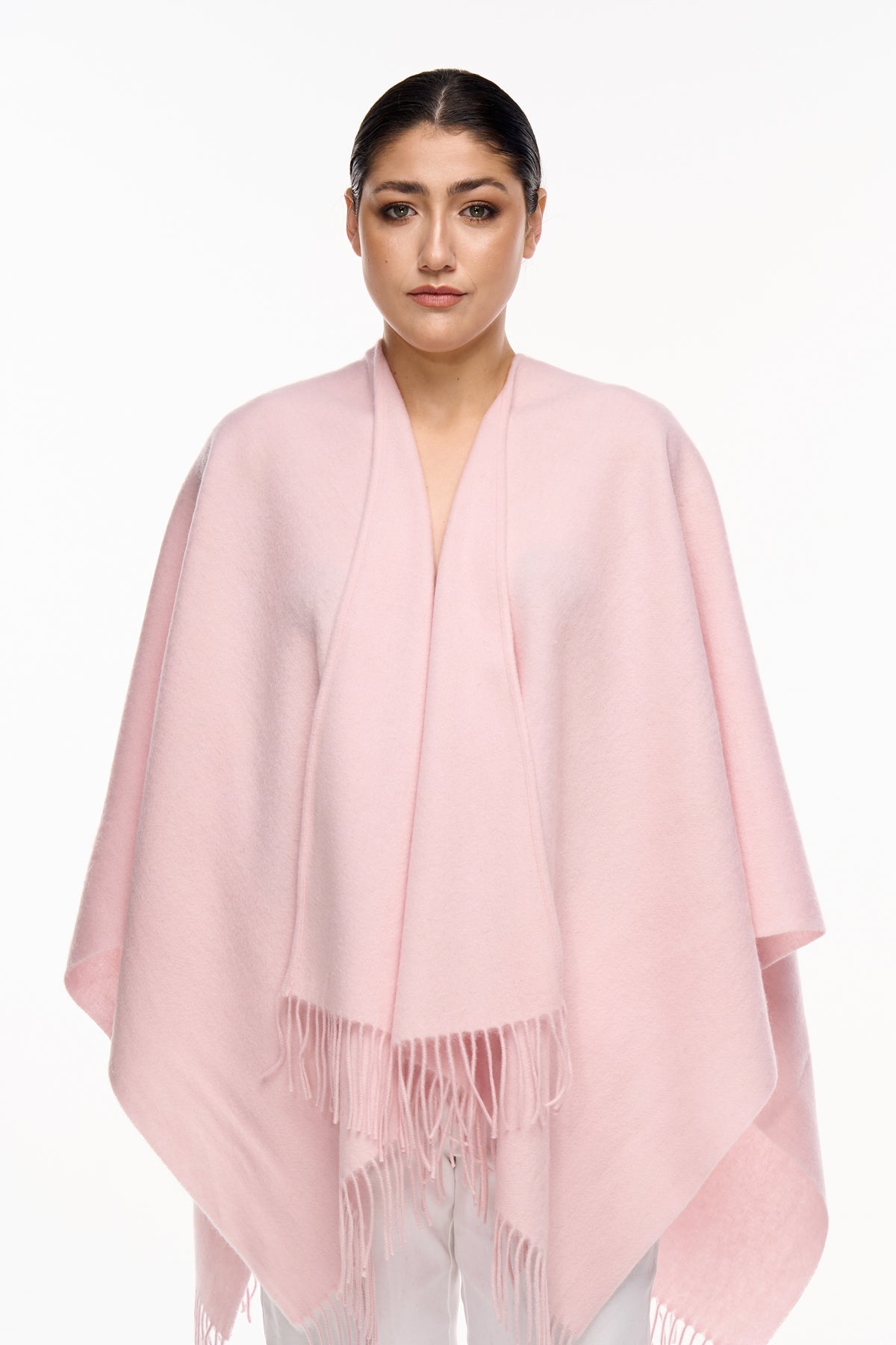 Lucchi Italy Plain Cape Light Pink Poncho 100% Pure Lambswool