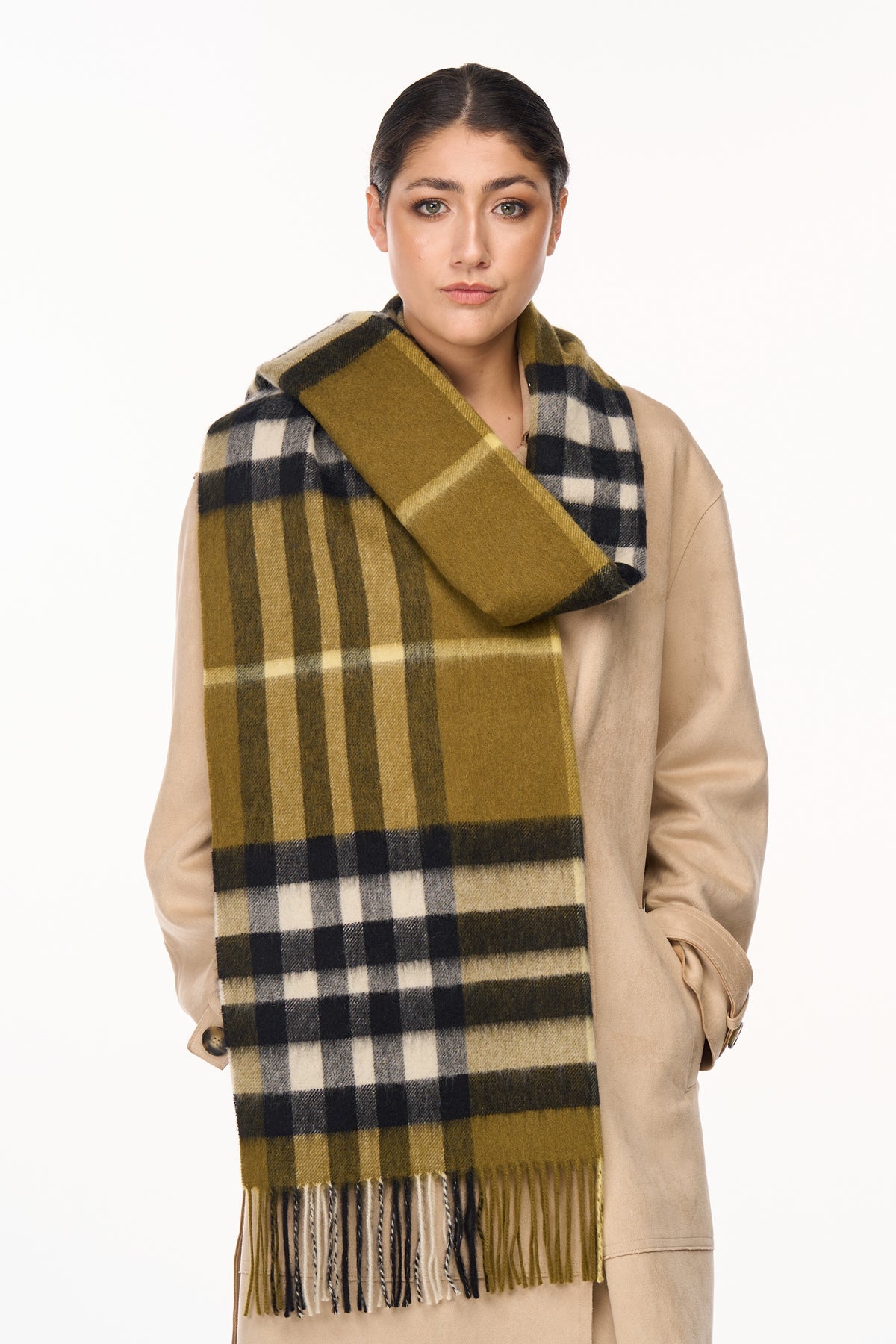 Lucchi Italy Scarf DC Check Oversized Wrap 100% Pure Lambswool