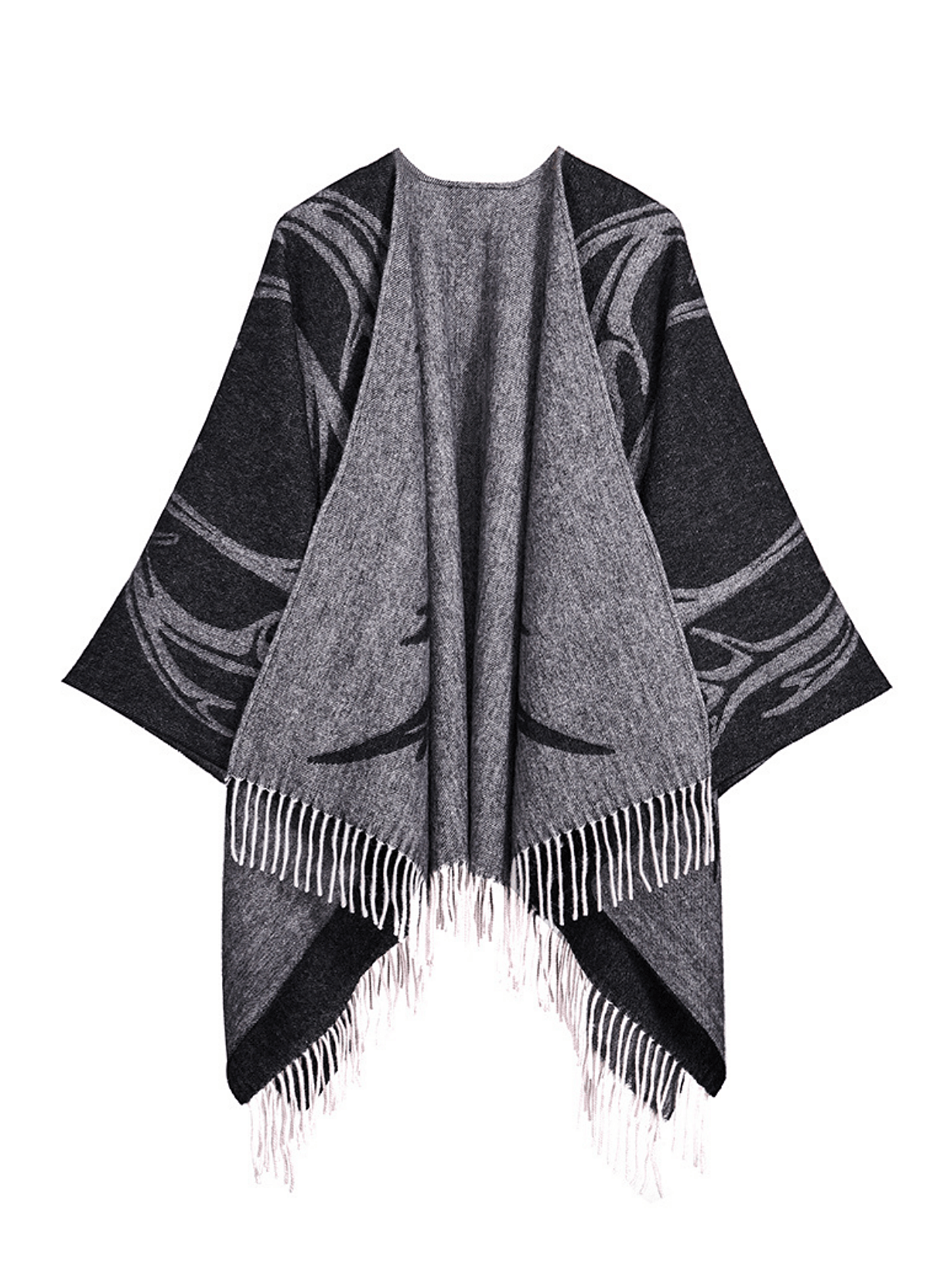 Lucchi Italy Cape Stag Grey Poncho 100% Pure Lambswool