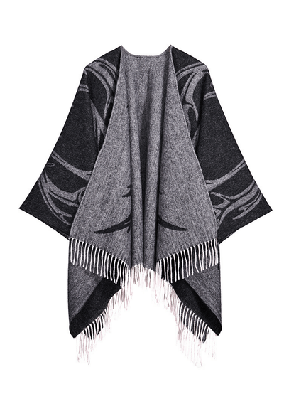 Lucchi Italy Cape Stag Grey Poncho 100% Pure Lambswool