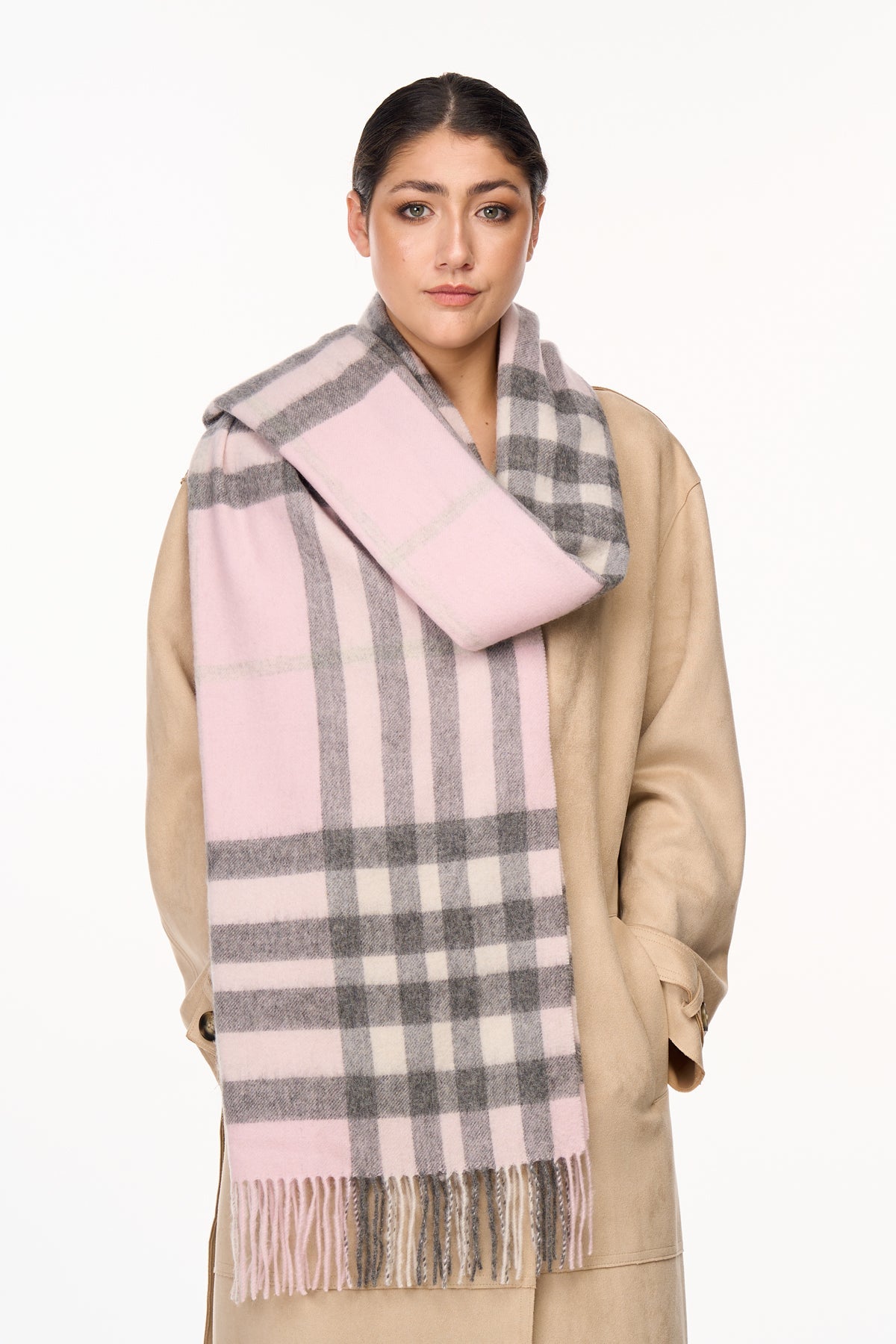 Lucchi Italy Scarf DC Check Oversized Wrap 100% Pure Lambswool