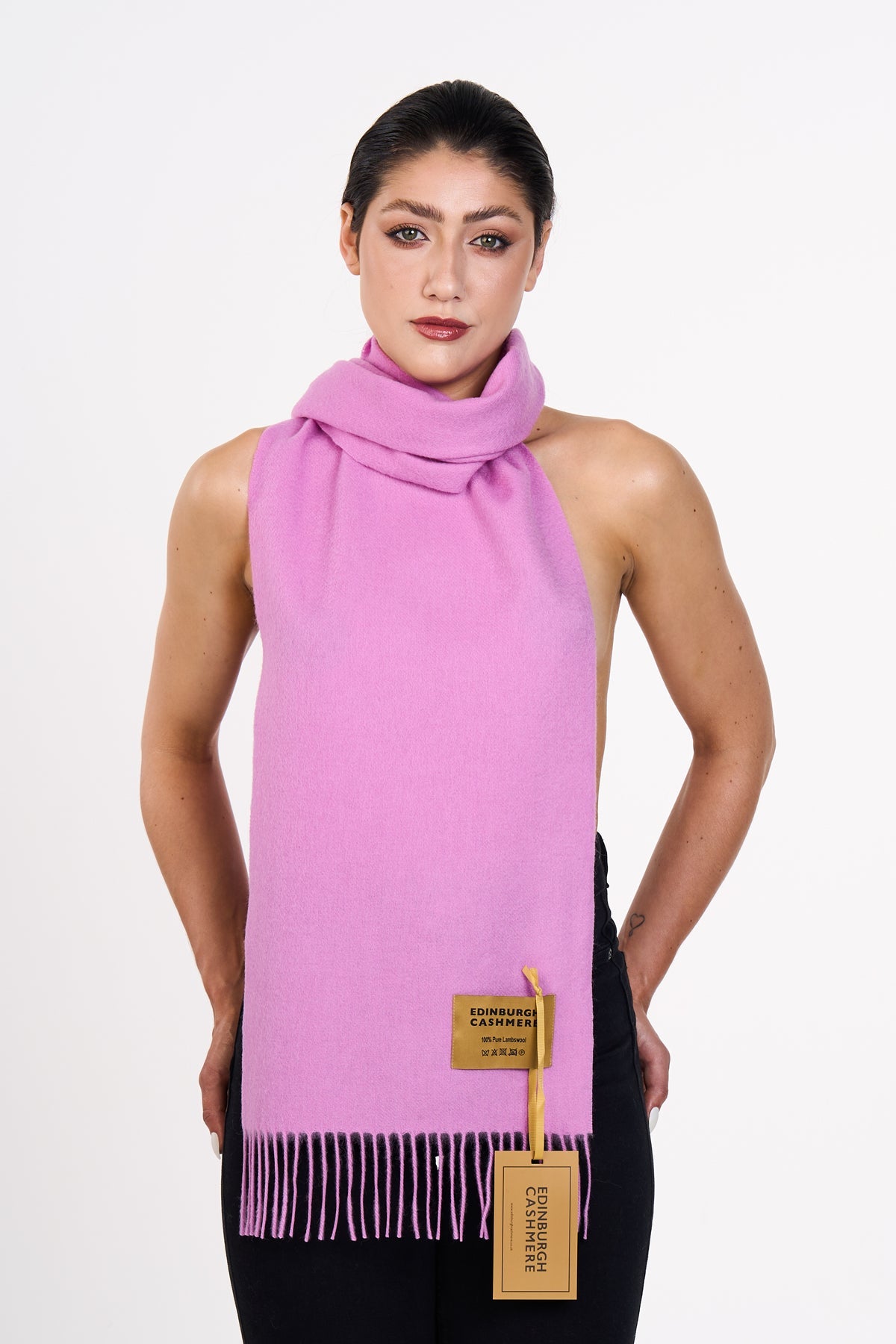 Lucchi Italy Scarf Plain Dark Pink 100% Pure Lambswool
