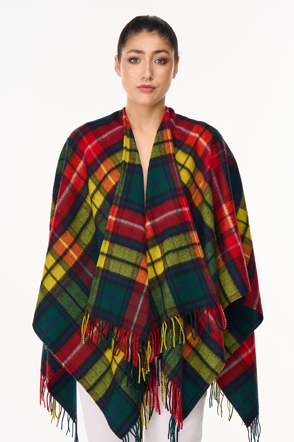 Lucchi Italy Tartan Cape Lambswool Poncho Buchanan 100% Pure Lambswool