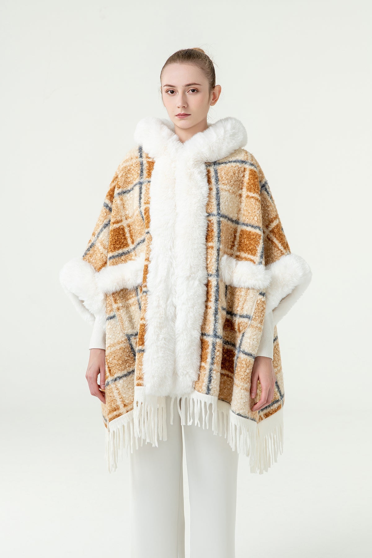 Lucchi Italy Women's Hooded Cape - Camel